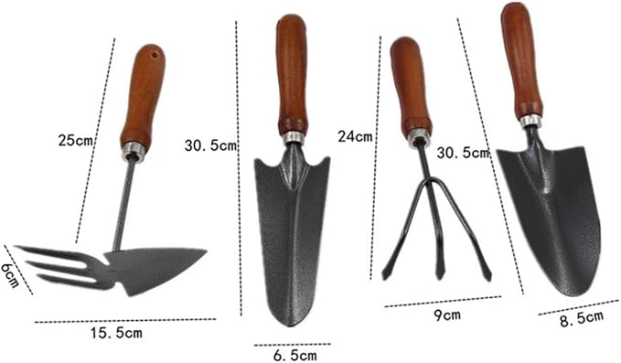 Luxshiny 4pcs Mini Garden Tool Set with Thickened Painted Iron Shovels Wooden Handles for Planting and Gardening Outdoors