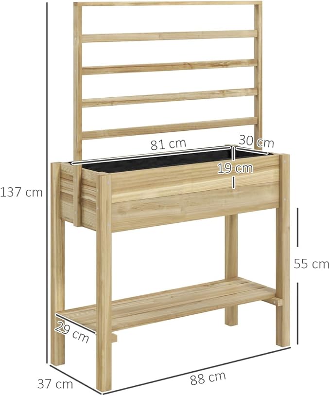 Raised Garden Planter Outdoor Garden Raised Bed Vegetable Flower Planter Raised Stand for Garden Grow Your Own Herb GardenRaised Garden Bed Outdoor Planter Box &amp Plant Stand with Climbing Rack