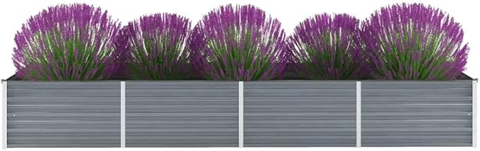 SKM Raised Bed Grey Galvanized Steel 126.0 x 31.5 x 17.7 inGrey (Weight 24.52KG)