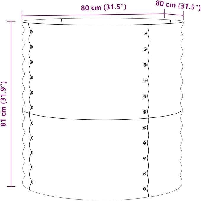 Powder-Coated Garden Raised Bed Metal Planter Box for Vegetables Flowers Herbs Brown 80x80x81 cm Galvanized Steel-616