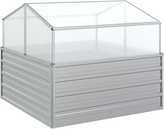 Garden Portable Aluminum Frame Greenhouse Raised Flower Planter Protection Indoor &amp Outdoor Mini Greenhouse for Garden Patio Balcony 39.4x39.4x33.5 Silver-582