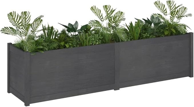 Wooden Raised Garden Bed Garden Planter Box Planter Raised Bed Wood Planter Box Grow Vegetable Flower Herb Gardening Gray 78.7x19.7x19.7 Solid Wood Pine