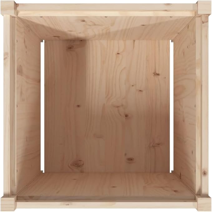 Natural Solid Pine Wood Garden Planter 23.6 Inch Square Outdoor Raised Garden Bed Rustic Finish Plant Container for Patio Balcony Deck Durable Wooden Planter Box