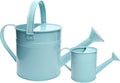 Small Metal Watering Can Set Pink 1.2L and 0.23L Garden Cans with Long Spout Indoor Outdoor Plant Care (Green Blue)