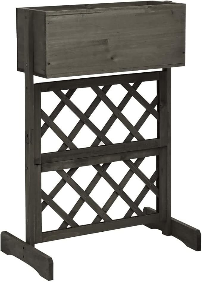 Gray Solid Firwood Planter 17.7x11.8x29.1 in Raised Garden Bed for Outdoor Plants Garden Beds Outdoor