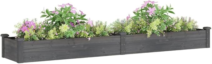 Wooden Garden Raised Bed with Liner for Vegetables Gardening Flowers Outdoor Wooden Raised Garden Bed Planter Box for Backyard Garden Lawn Gray 94.5x17.7x9.8 Solid Wood Fir