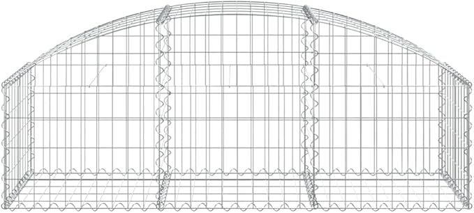 Arched Gabion Basket Silver Galvanized Iron 59.1x59.1x19.7 inch Heavy Duty Metal Retaining Wall Outdoor Landscaping Garden Border