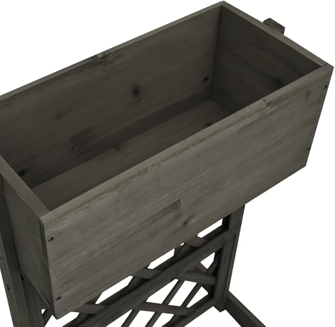Gray Solid Firwood Planter 17.7x11.8x29.1 in Raised Garden Bed for Outdoor Plants Garden Beds Outdoor