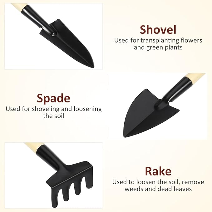 BESPORTBLE 10sets Mini Gardening Tools Handle Planting Tools Kit for Transplanting Flower and Vegetable Gardening