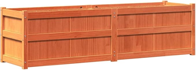 Wooden Raised Garden Bed Garden Planter Box Outdoor Wood Raised Garden Bed for Planting Plants Vegetables Wax Brown 70.9x19.7x19.7 Solid Wood Pine-262