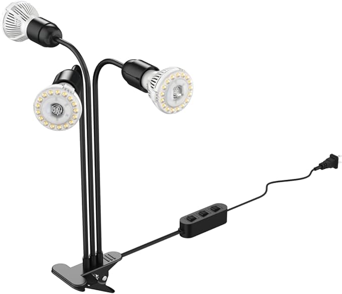 SANSI LED Grow Lights for Indoor Plants 450W Full Spectrum 3-Head Gooseneck Grow Lamp with Ceramic Tech. 30W Power Clip-on High PPFD Plant Light with Optical Lens Lifetime Free Bulb Replacement