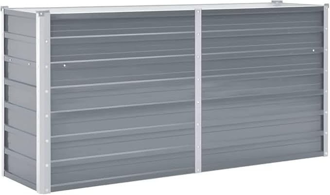 Galvanized Steel Raised Garden Bed - Deep Planter for Plants Vegetables Herbs and Flowers - Weather-Resistant Easy Assembly Gray 160 x 40 x 77 cm