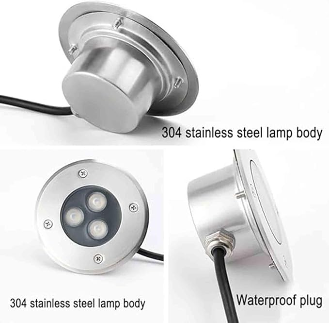LED Underground Light - 24V Ultra-Thin Waterproof Underwater Spotlight for Outdoor Fountain and Landscape Decoration (Red 12W)