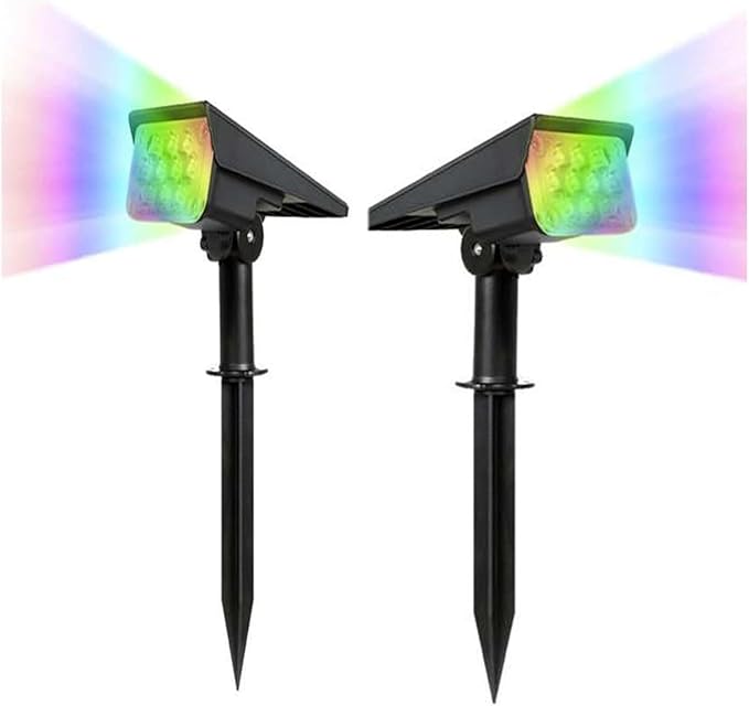 Outdoor Buried Lights IP65 Waterproof RGB Solar Color Lamp Powered Security Garden Spotlights Wall Lamp Landscape Lights for Yard Garden Pathway(2PCS)