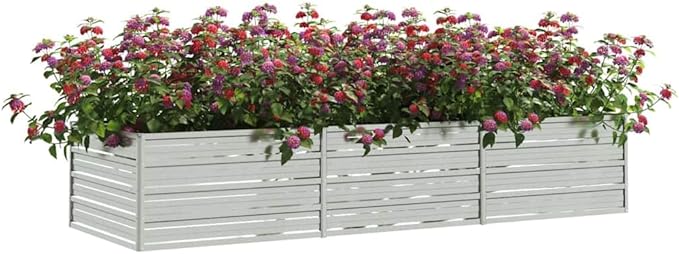 Garden Raised Bed Silver Galvanized Steel Large Gardening Pots &amp Planters 316888