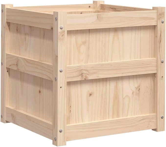 Pine Wood Planter Box for Flower Vegetable Plant Herb Gardening - Outdoor Large Bed for Patio Growing 19.7x19.7x19.7