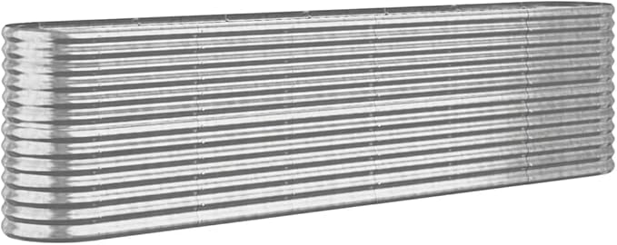 Garden Planters Outdoor Planters Garden Raised Bed Powder-Coated Steel 102.4x15.7x26.8 Silver for Growing Vegetables and Flowers