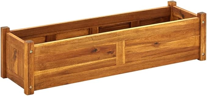 Garden Raised Bed Acacia Wood 39.4x11.8x9.8