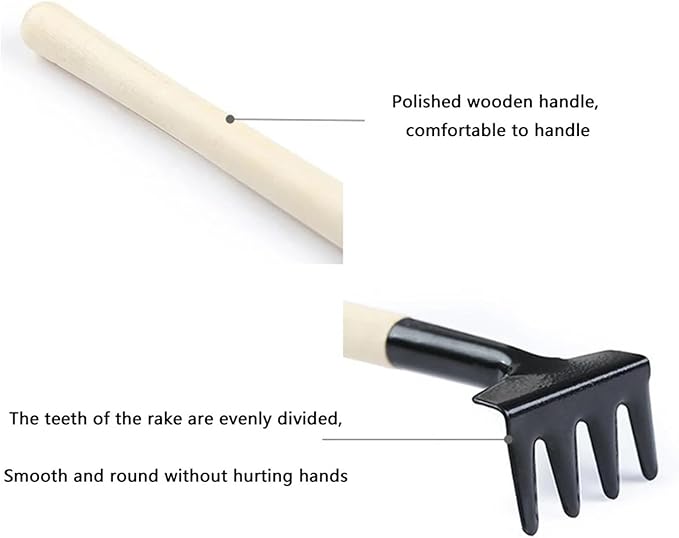 3Pcs Shovel Rake Spade Set Mini Garden Tools Multifunction Small Wooden Handle Tool Sets