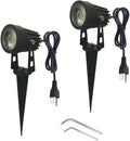 Pack of 2 Outdoor LED Landscape Lights Waterproof Spotlight with Spike Stand and Plug for Driveway Outdoor Lawn Lighting Flood Garden Yard (5W Mini Warm White)