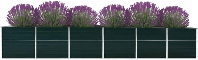 Green Galvanized Steel Raised Garden Bed 189 x 31.5 x 30.3 Inch Durable Outdoor Planter Box for Vegetables Flowers Herbs Powder-Coated