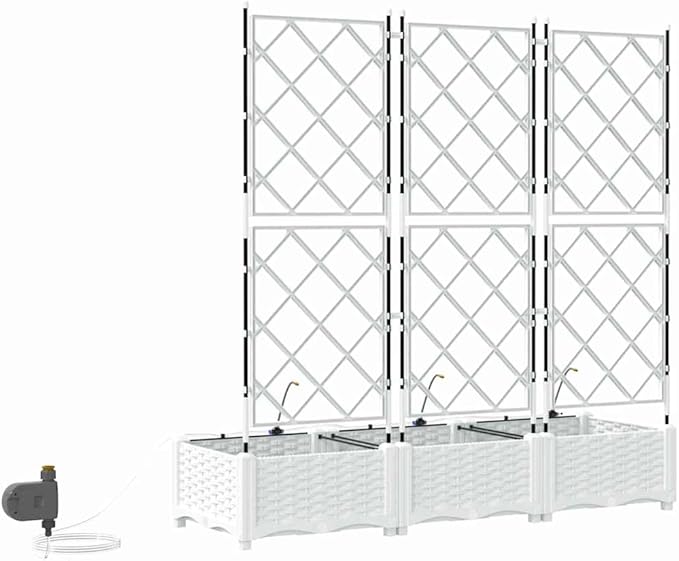 Garden White Raised Garden Bed 120 x 40 x 126 cm Steel Planter Box for Outdoor Plants UV Resistant Ample Storage Modern Style Gardening