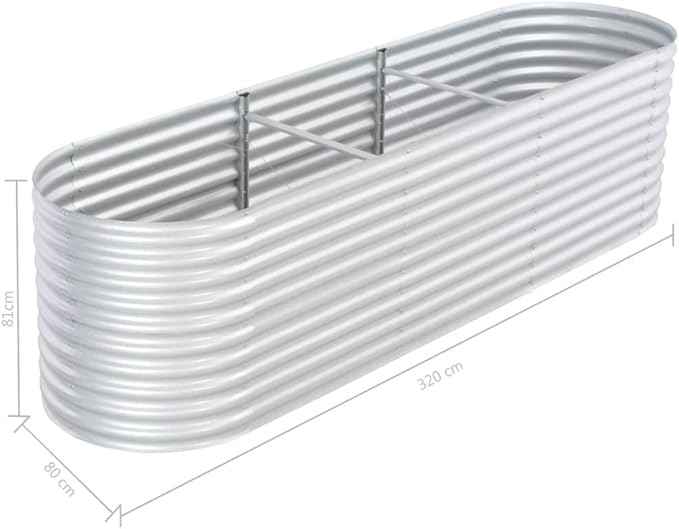 Garden Raised Bed 125.9x31.4x31.8 Galvanized Steel Silver