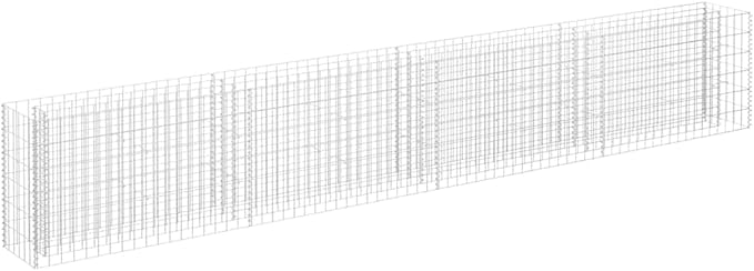 Silver Galvanized Steel Gabion Raised Bed 141.7 x 11.8 x 23.6 Inch Outdoor Planter Box for Garden Patio Balcony with Durable Construction and Easy Assembly