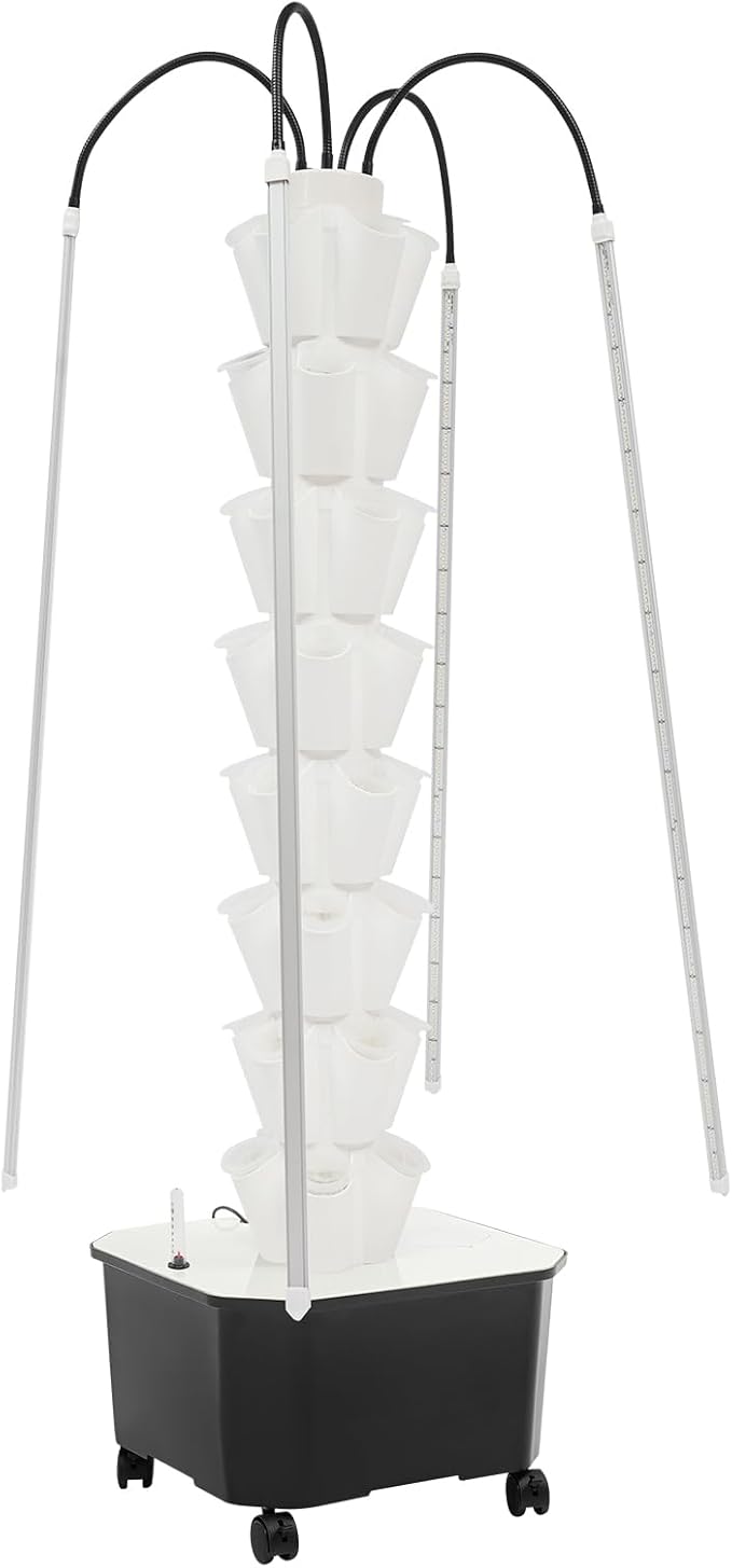 Hydroponic Growing Tower System Kit 40-Plant Vertical Hydroponics Garden Tower with LED Grow Light for Outdoor Indoor Herbs Fruits Vegetables Smart Garden Planter Kit