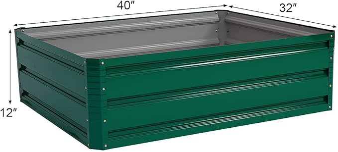 GRAFFY Steel Raised Garden Bed Reinforced Plant Growing Container for Vegetable Flower Herb Plants Outdoor Grass Patio Lawn Garden Beds Box (40 L x 32 W x 12.0 H)