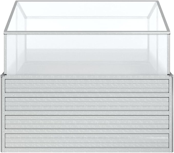 Garden Raised Bed with Greenhouse Garden beds Outdoor Planter Boxes Outdoor Suitable for Flowers Patios Backyard Restaurants 39.4x39.4x33.5 Silver