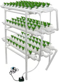 Hydroponics Growing System Kit 3 Layers 12 PVC-U Pipes Gardening System Grow Kit 108 Plant Sites with Water Pump Timer Nest Basket and Sponge for Leafy Vegetables