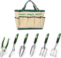 FAMILY'S BACKYARD Garden Tools for Women7 Piece Gardening Tool Set Aluminum Alloy Hand Tool Starter Kit with Garden BagGardening Gifts for Women and Man.