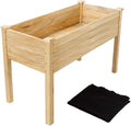 VINGLI Heavy Duty Raised Garden Bed with Bed Liner Wood Elevated Planter with Legs for Vegetables Fruits Potato Onion Flower Outdoor Sturdy Long Lasting Planter Box Kit (Elevated Without Wheels)