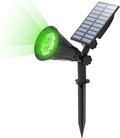 Solar Landscape Lights 4 LED Solar Spotlights 2 in 1 Waterproof Security Light Solar Lights Outdoor (Green)