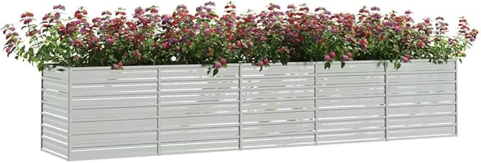 Galvanized Steel Raised Garden Bed 157.5x31.5x30.3 Inch Large Rectangular Outdoor Planter for Vegetables Herbs Flowers Silver Finish