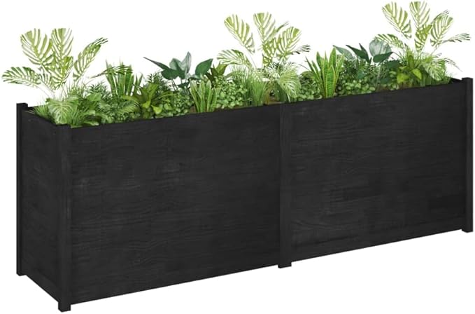 Wooden Garden Planter Box Outdoor Raised Garden Bed Garden Yard Wood Box for Vegetables Flowers Herbs and Succulents Black 78.7x19.7x27.6 Solid Wood Pine