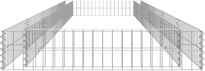 Galvanized Steel Gabion Raised Bed 197x197x8 in Large Silver Outdoor Planter Modern Garden Fence Panels Alternative for Patio Privacy Screen Dog Barrier &amp Yard Landscaping