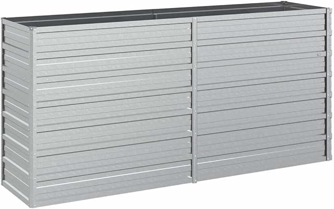 Garden Raised Bed Silver Galvanized Steel 63.0 x 15.7 x 30.3 Inch Outdoor Planter for Vegetables Flowers Herbs Durable Garden Beds