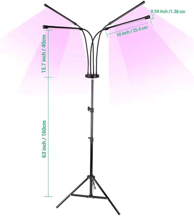 Grow Light with Stand Grow Lights for Indoor Plants with 36W Full Spectrum LED 10 Dimmable Brightness 6/9/12H Timer 3 Lighting Modes Adjustable Gooseneck Suitable for Various Plants Growth