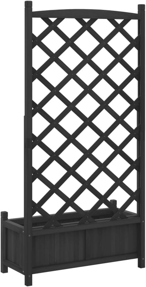 Black Matte Fir-Wood Trellis Planter 59.1 Tall Raised Garden Bed with Drainage Holes for Patio Balcony Outdoor Indoor Climbing Plants Large Rectangular Container
