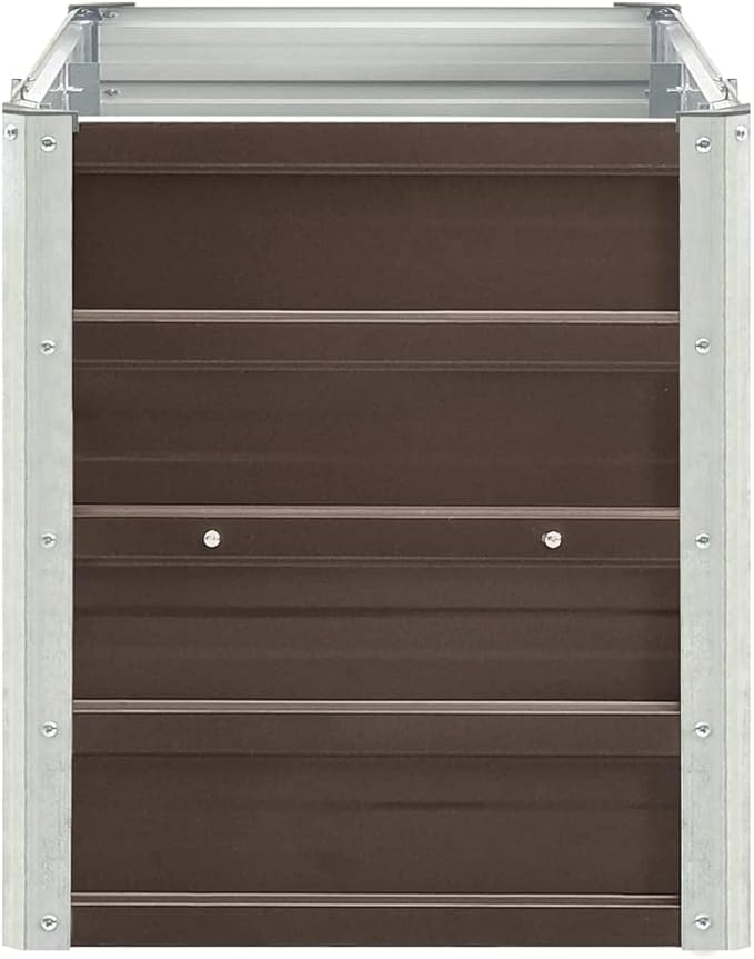 Outdoor Raised Garden Bed Deep Root Box Planter Galvanized Steel Planter Box for Planting Outdoor Plants Vegetables 94.5x15.7x17.7 Brown