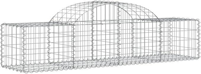Gabion Basket Silver Galvanized Iron 78.7x19.7x15.7/23.6 inch Rectangular Outdoor Garden Wall Heavy-Duty Retaining Barrier Corrosion-Resistant for Landscaping