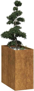 Large Rusty Weathering Steel Planter Rectangular Decorative Inlays 31.5x15.7x31.5 in Outdoor Garden Patio Raised Bed for Plants