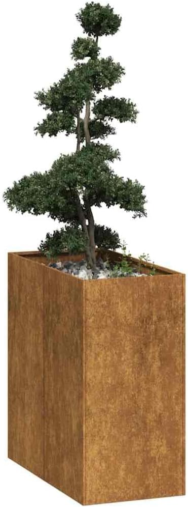Large Rusty Weathering Steel Planter Rectangular Decorative Inlays 31.5x15.7x31.5 in Outdoor Garden Patio Raised Bed for Plants