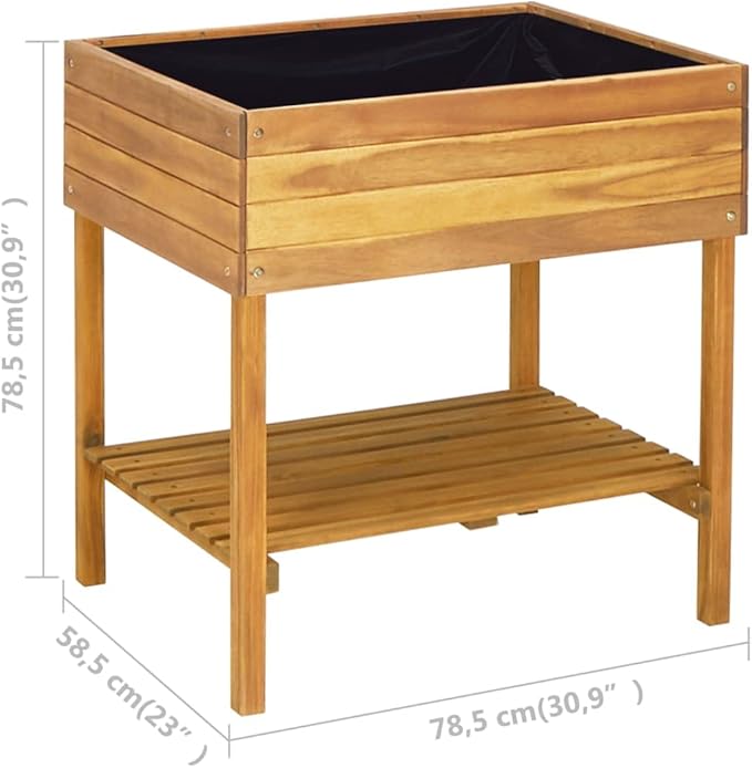 Acacia Wood Raised Garden Planter Box with Shelf – 30.9x23x30.9 Outdoor Flower Bed for Vegetable Plant &amp Herb Gardening - Large Tall Planter Boxes