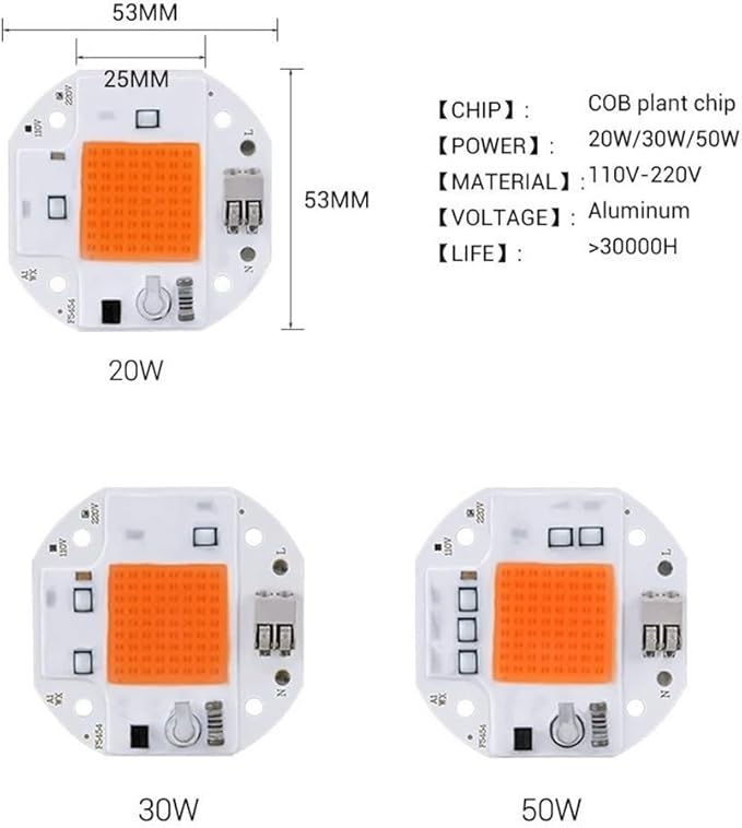 Indoor Lighting Pack of 20 LED Plant Light Chip AC110V 20W/30W/50W No-Driver Plant Grow Lighting Full Spectrum Plant Lamp(30W)