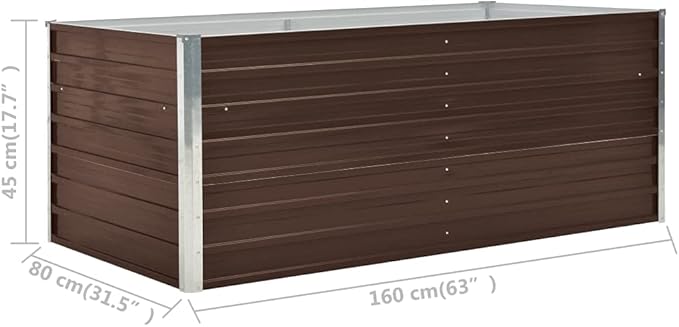 Products for Backyard Patio Balcony Raise Planter Stand Garden Bed Raised Garden Bed 63x31.5x17.7 Galvanized Steel Brown