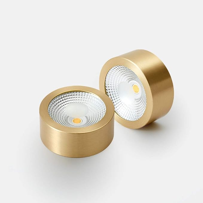 All Copper Ming Mounted Downlight Led Ceiling Light Gold Ultra-Thin Round Free Opening Small Ceiling Spotlights Nordic Aisle Porch Lights Warm Light White Light Natural Light High Brightness