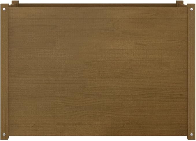 Large Honey Brown Solid Pinewood Garden Planter 39.4x39.4x27.6 Inch Raised Garden Bed Outdoor Rectangular Planter Box for Patio Terrace Gardening